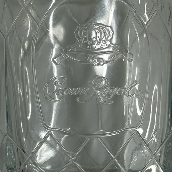 Crown Royal Glass Embossed Lowball Rocks Tumbler Bar Heavy Taper Square Bottom - Picture 3 of 6